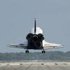Discovery is landing on runway 33 at Kennedy Space Center.